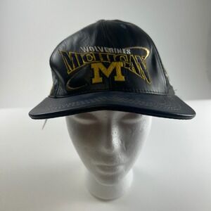 Michigan Wolverines VTG NEW Genuine Leather Hat Modern Made in USA Go Blue Cap
